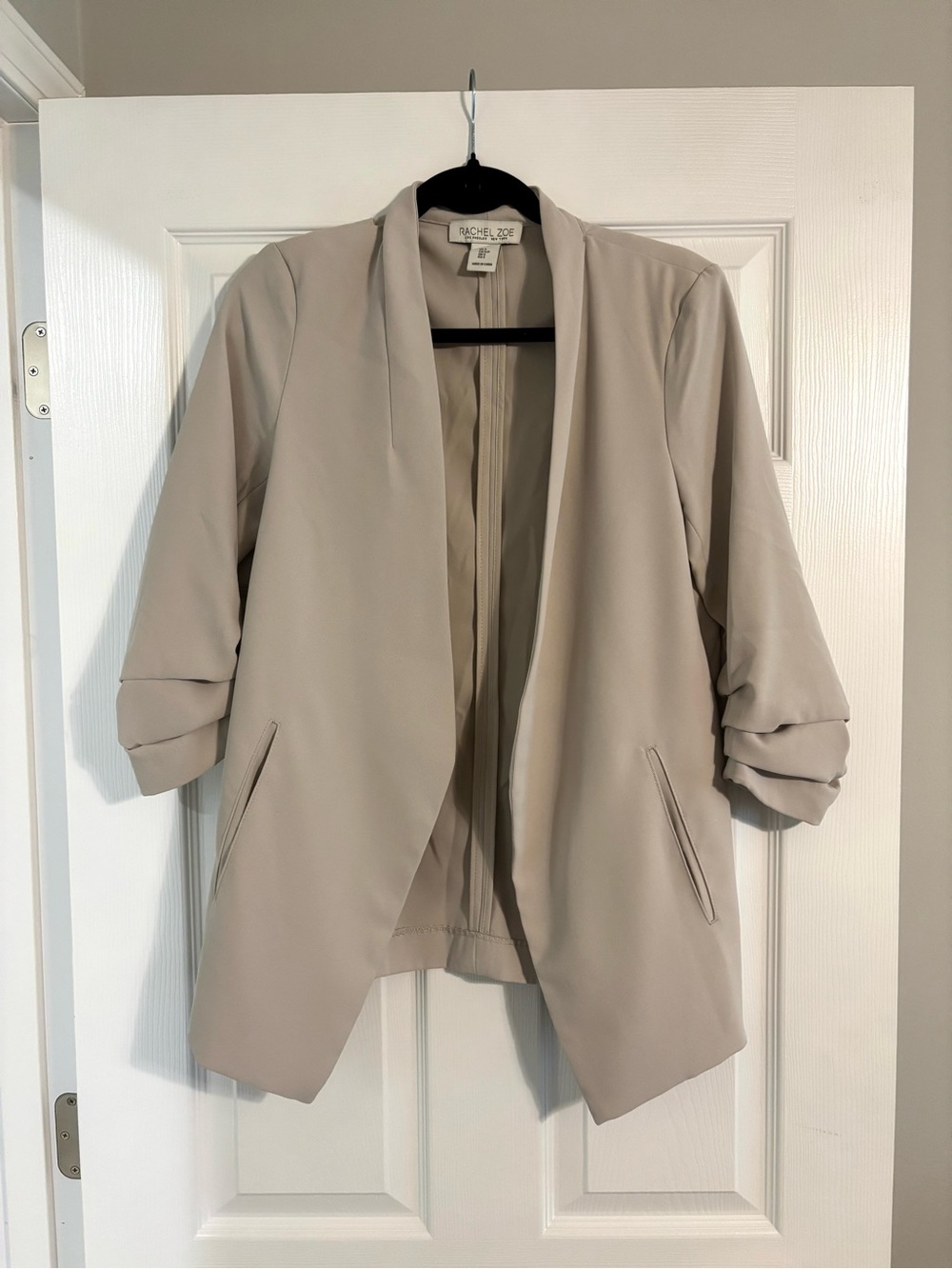 Rachel Zoe Neutral Taupe Open-Front Blazer Jacket